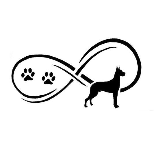 17.8*9.5CM Great Dane Dog Paw Print Vinyl Decal Waterproof Car Stickers Car Styling Bumper Decoration Black/Silver S1-1297