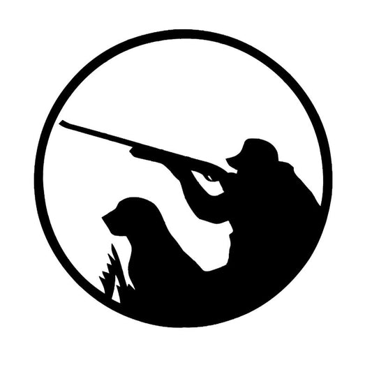 14*14CM Hunter With Dog Vinyl Decal Creative Waterproof Car Stickers Car Styling Decoration Black/Silver S1-0357