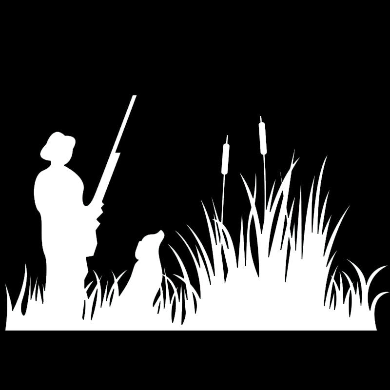 17.8*11CM Hunter With Dog Decals Creative  Car Stickers Car Styling Decoration Black/Silver S1-0296