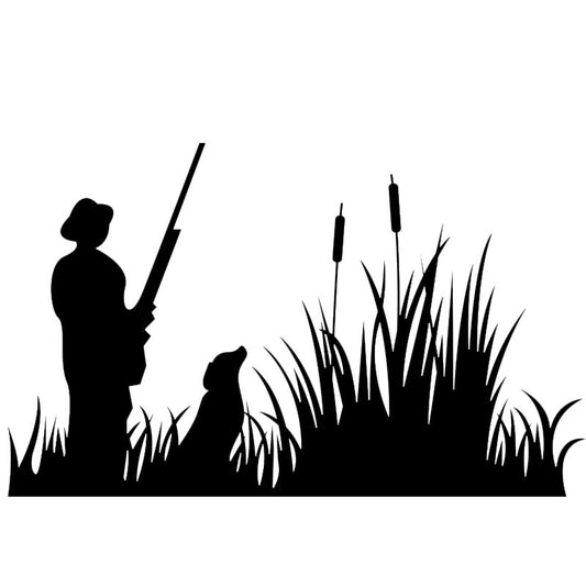 17.8*11CM Hunter With Dog Decals Creative  Car Stickers Car Styling Decoration Black/Silver S1-0296