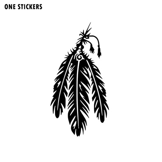 8.1cm*15.8cm Tribal Feather Fashion Car Window Sticker Decal Black Silver Vinyl Car-styling C15-1093