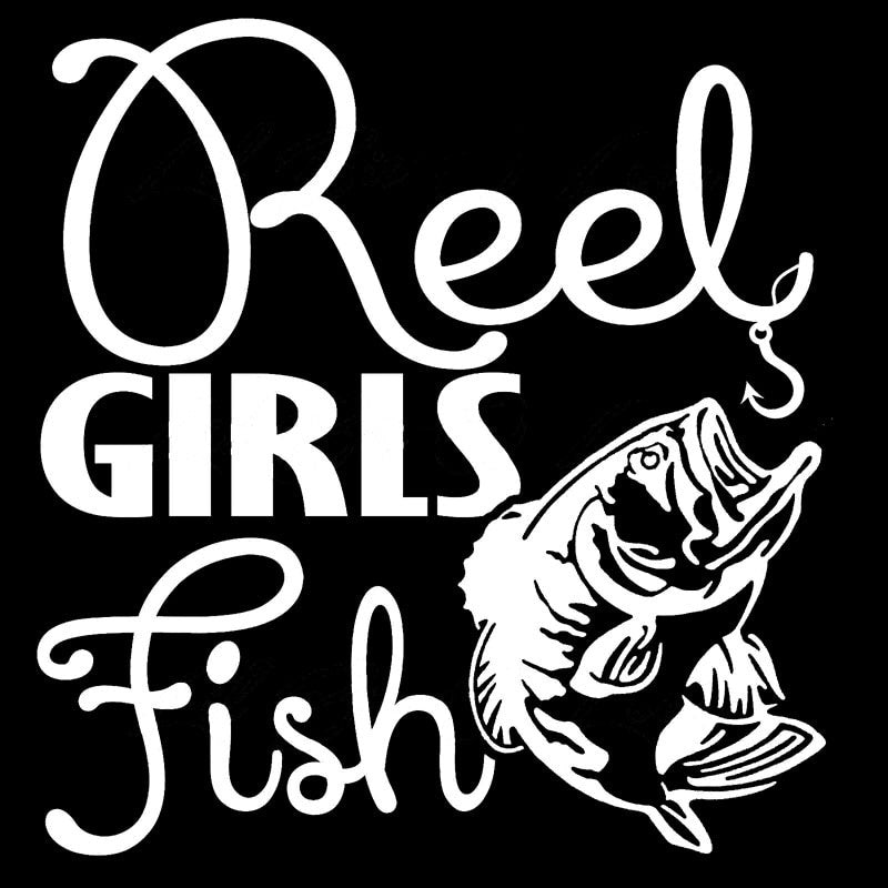 16.7CM*17.8CM Full Size Reel Girls Fish Vinyl Decals With Bass For Fishing Car Styling Funny Car Sticker Black Sliver C8-1079