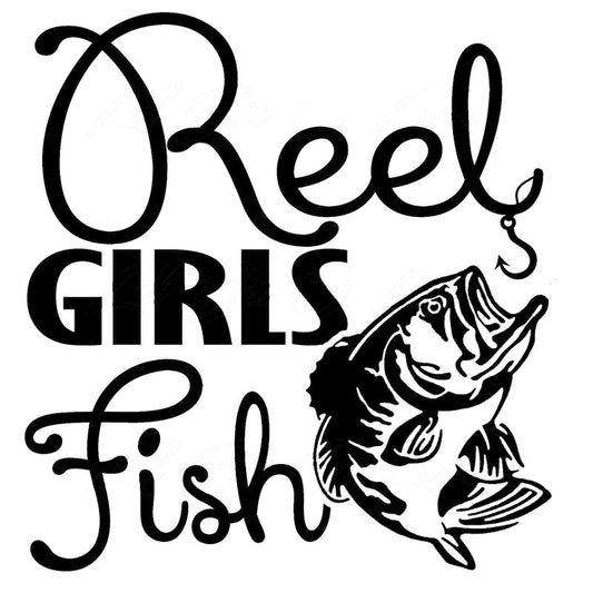 16.7CM*17.8CM Full Size Reel Girls Fish Vinyl Decals With Bass For Fishing Car Styling Funny Car Sticker Black Sliver C8-1079