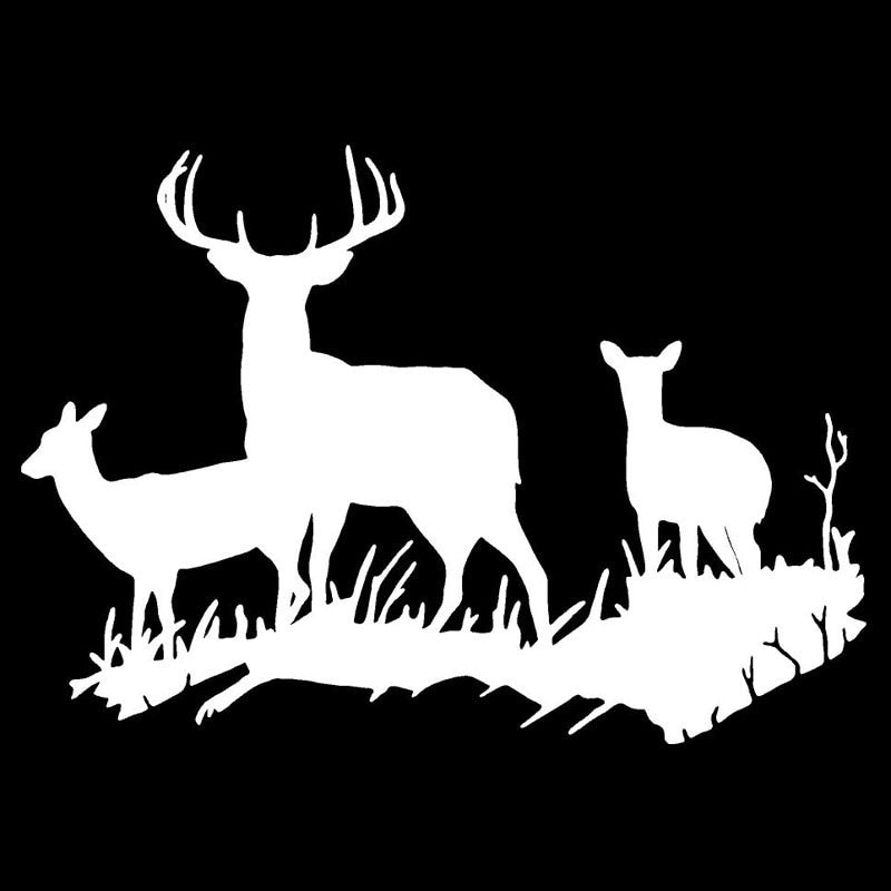 17.5*12.5CM Interesting Deer Family Car Styling Waterproof Vinyl Car Stickers And Decal Black/Silver S1-2560