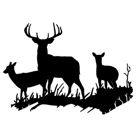 17.5*12.5CM Interesting Deer Family Car Styling Waterproof Vinyl Car Stickers And Decal Black/Silver S1-2560