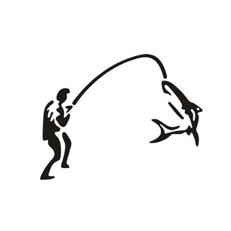 11*8CM FISHING Rearview Mirror Car Sticker Mirror Fishing Window Car Stickers Black/Silver CT-510