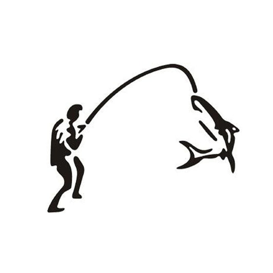 11*8CM FISHING Rearview Mirror Car Sticker Mirror Fishing Window Car Stickers Black/Silver CT-510
