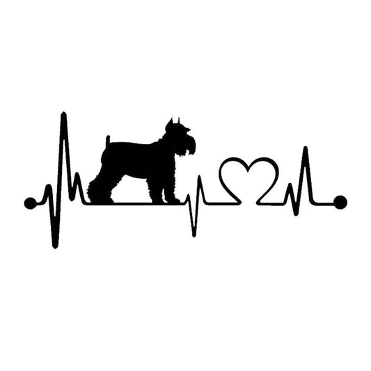 15.2*6.4CM Schnauzer Heartbeat Dog Car Stickers Waterproof Vinyl Decal Car Styling Bumper Decoration Black/Silver S1-0730