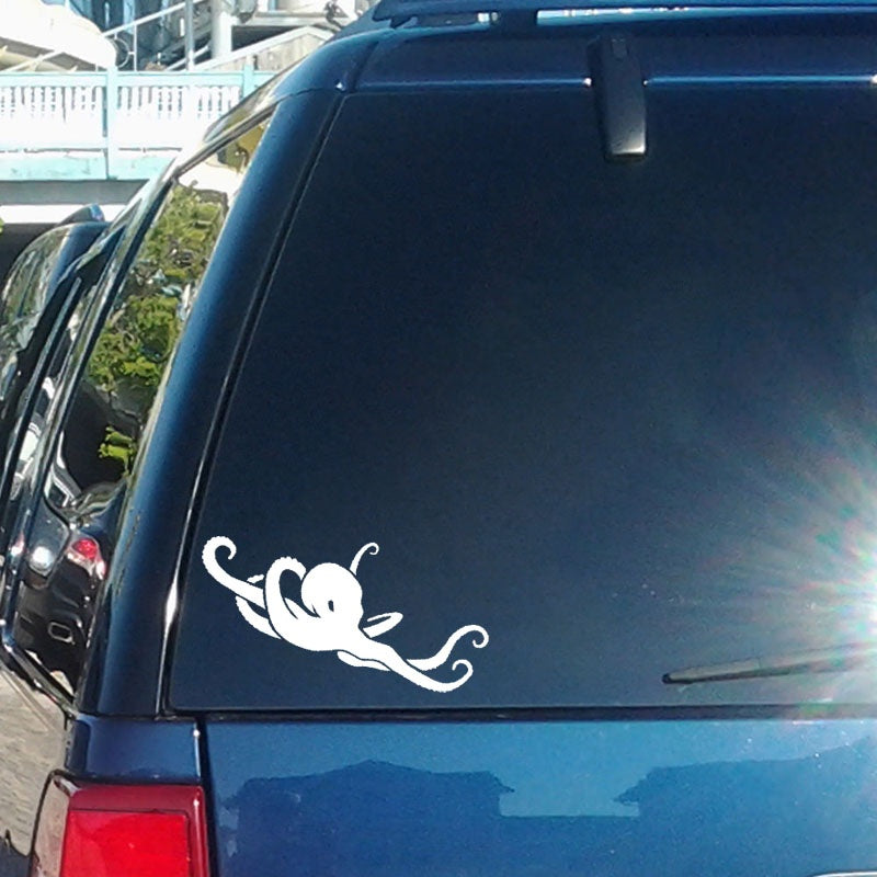 17.8cm*7.3cm Octopus Lying Down Vinyl Car Window Sticker Black/Silver Decal Graphical Decoration C18-0228