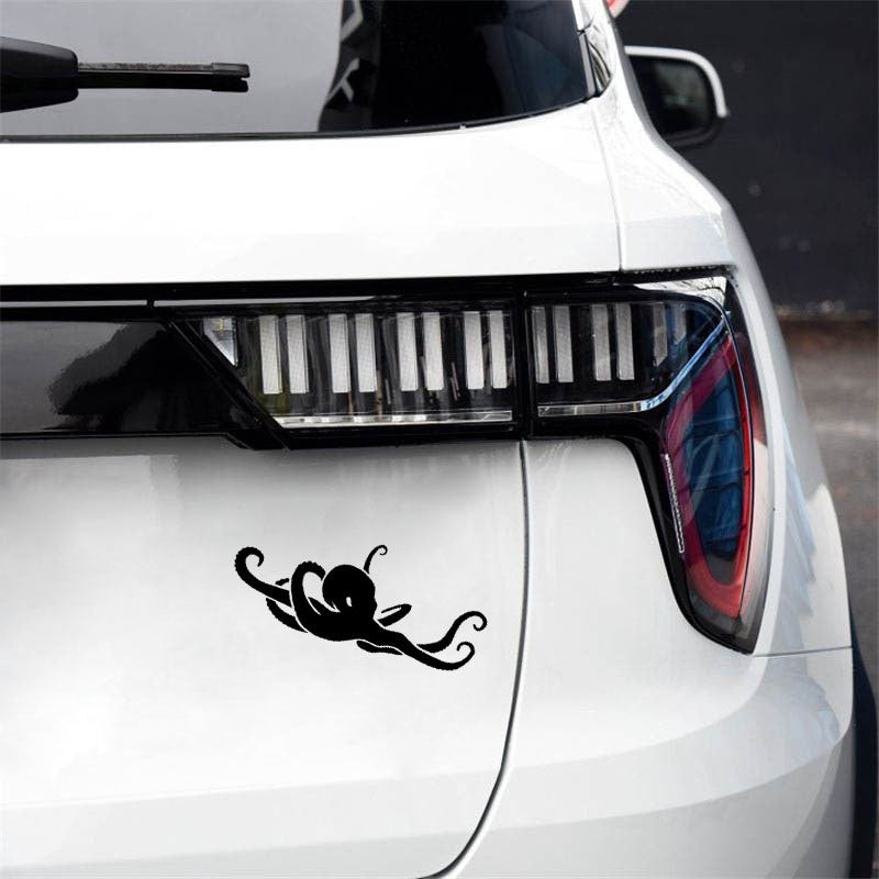 17.8cm*7.3cm Octopus Lying Down Vinyl Car Window Sticker Black/Silver Decal Graphical Decoration C18-0228