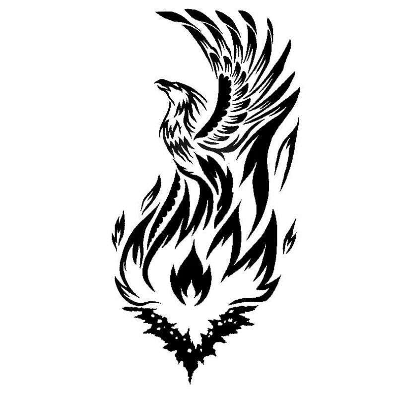 10.1*20CM Mythical Phoenix With Cool Flame Vinyl Car Stickers  Decal Car Styling Black/Silver S1-2484
