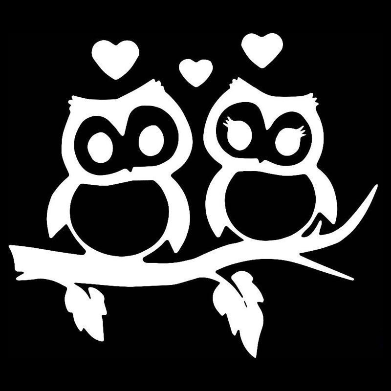 16.5*14.5CM Lovely Owls Couple Heart Car Styling Decal  Vinyl Car Stickers Black/Silver S1-2340
