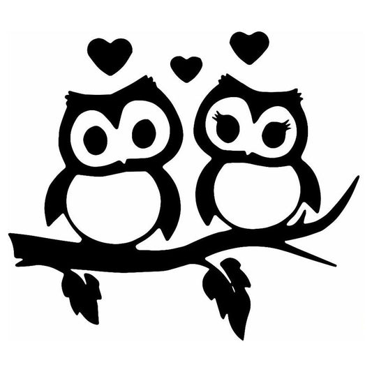 16.5*14.5CM Lovely Owls Couple Heart Car Styling Decal  Vinyl Car Stickers Black/Silver S1-2340