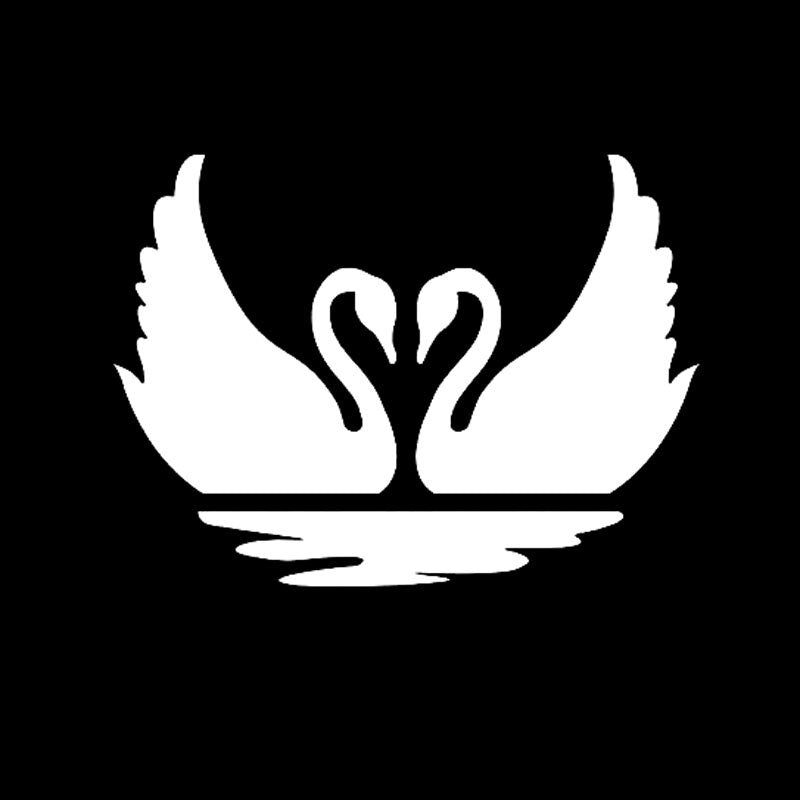 16cm*11.9cm Funny Swan Birds Animals Heart Love Couple Decoration Car Sticker Decal Black Silver Vinyl Graphical C15-1089