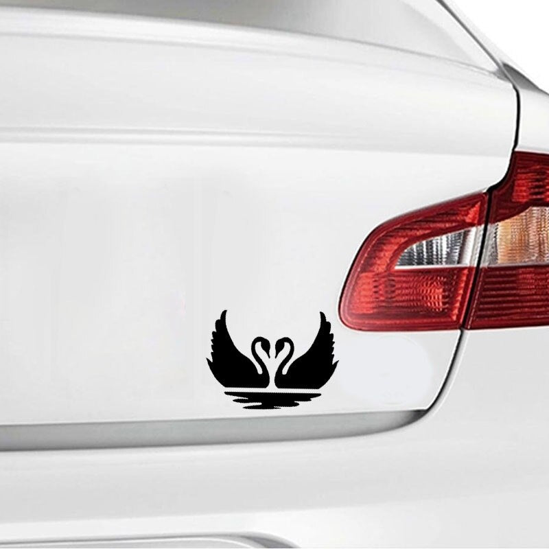 16cm*11.9cm Funny Swan Birds Animals Heart Love Couple Decoration Car Sticker Decal Black Silver Vinyl Graphical C15-1089