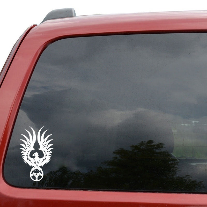 11CM*18CM Funny Phoenix Steering Wheel Decoration Car Sticker Decal Black/Silver Vinyl C15-1049