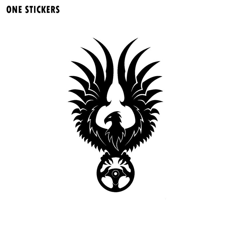 11CM*18CM Funny Phoenix Steering Wheel Decoration Car Sticker Decal Black/Silver Vinyl C15-1049