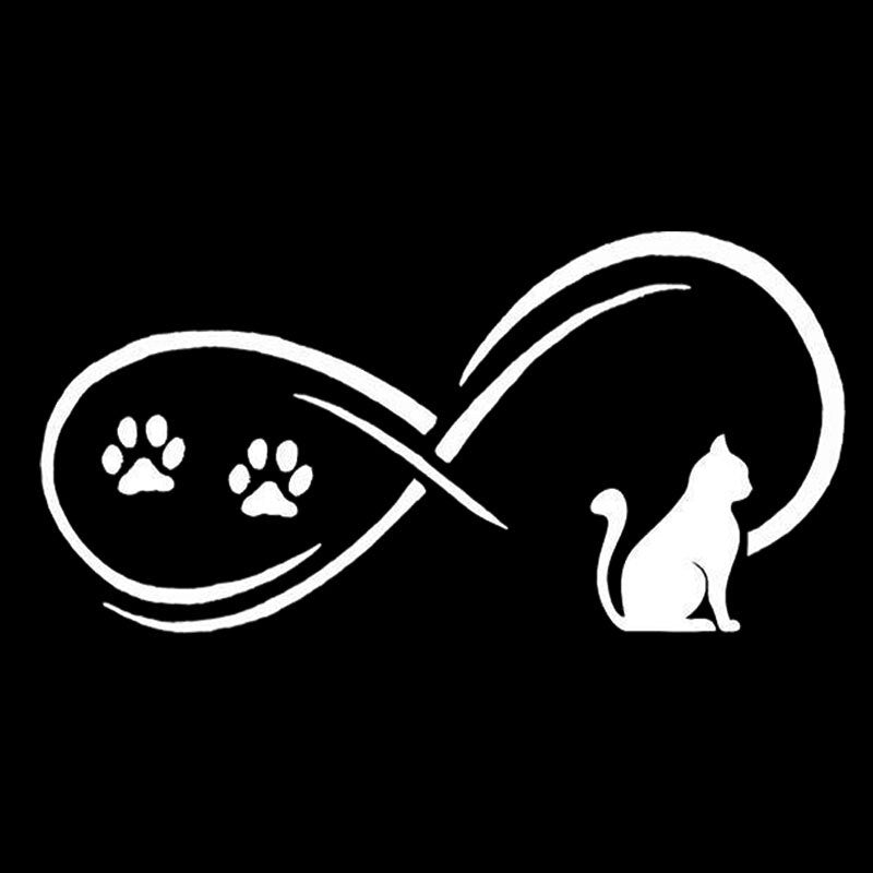 17.8*8.9CM Cute Pet Cat With Paw Print Bumper Car Sticker Vinyl Motorcycle Decorative Stickers Black/Silver S1-0034