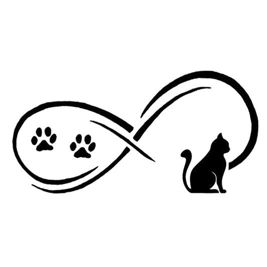 17.8*8.9CM Cute Pet Cat With Paw Print Bumper Car Sticker Vinyl Motorcycle Decorative Stickers Black/Silver S1-0034