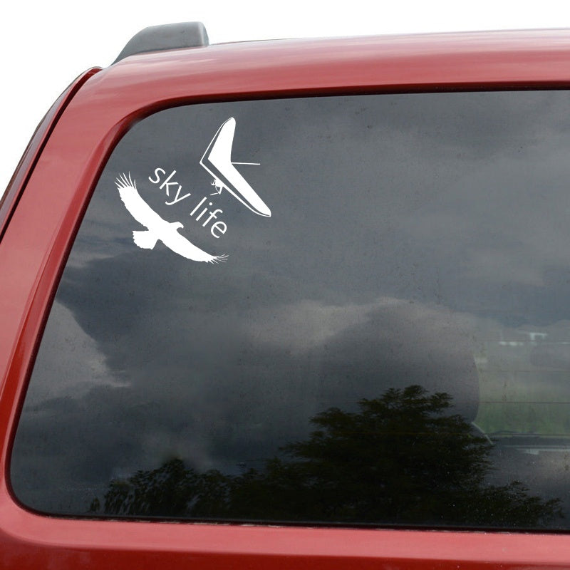 18CM*16.8CM SKY LIFE HANG GLIDING PILOT EAGLE Vinyl Car Window Sticker Decal Black/Silver C15-0872