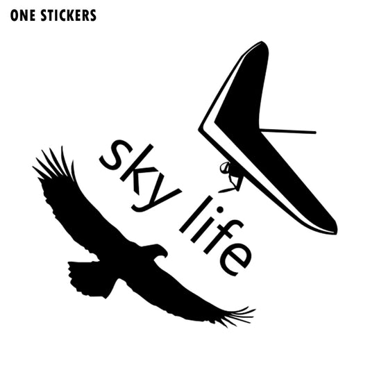 18CM*16.8CM SKY LIFE HANG GLIDING PILOT EAGLE Vinyl Car Window Sticker Decal Black/Silver C15-0872