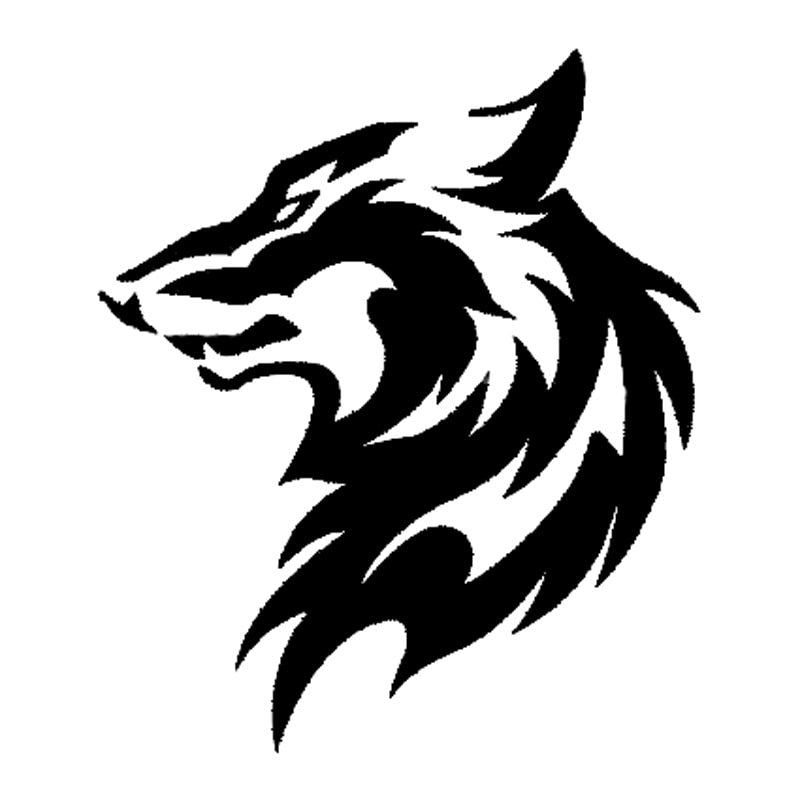 11.5*13.3CM Tribal Car Styling Wolf Head Pattern Car Sticker Creative Vinyl Car Styling Decal Black/Silver S1-2314