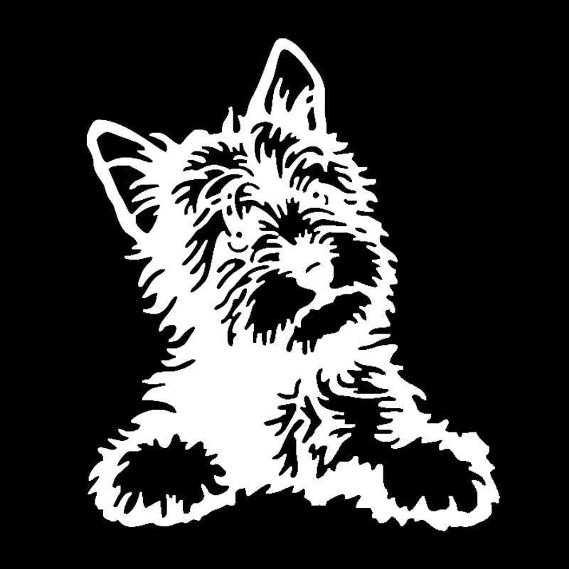 12.7*15.2CM Yorkie Dog Vinyl Decal Cute Waterproof Car Stickers Car Styling Decoration Accessories Black/Silver S1-0469