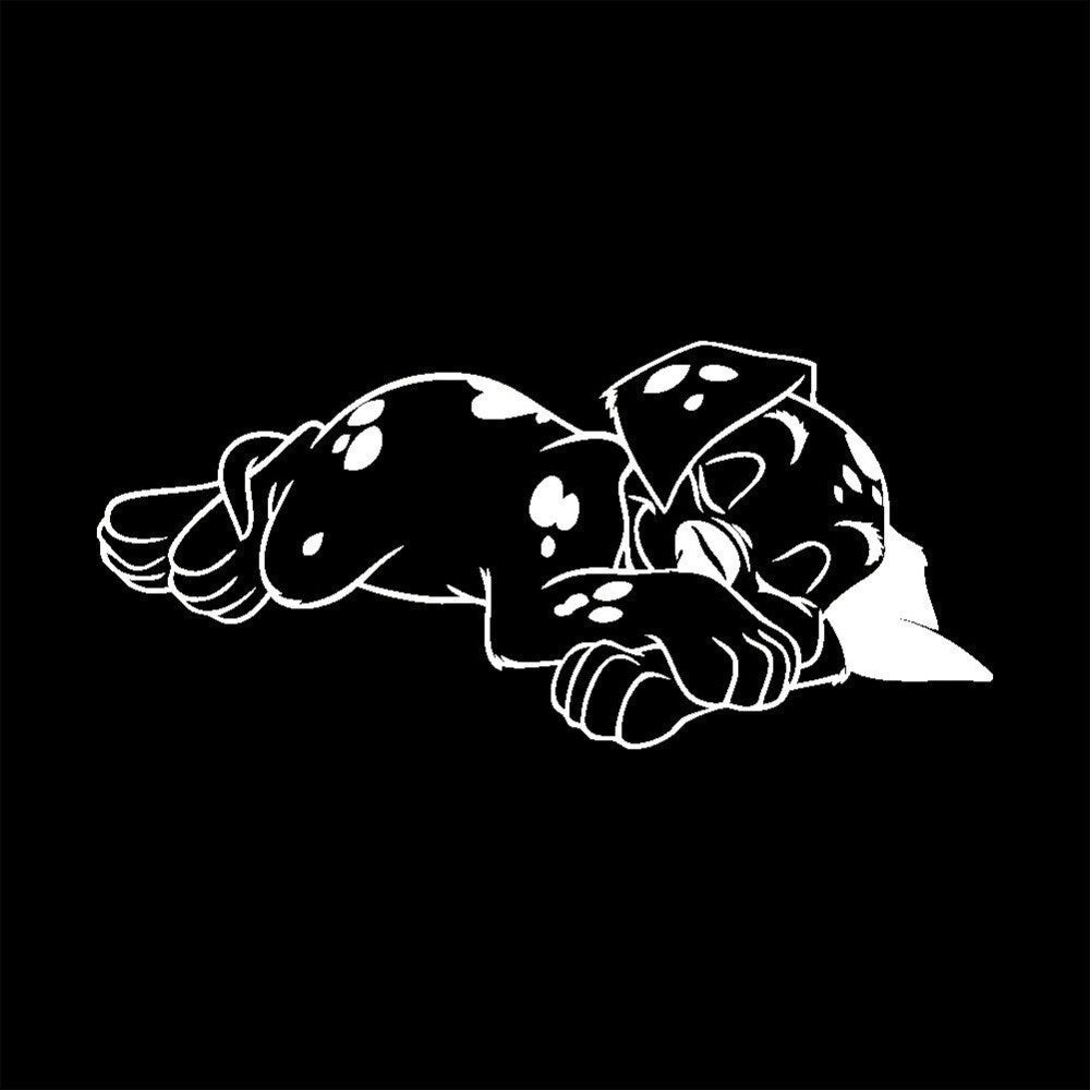 12.4*5.6CM Sleeping Dog Vinyl Decal Cute Cartoon Animal Window Decoration Car Sticker Black/Silver S1-0013