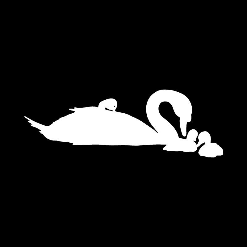 20CM*6.9CM Swimming Swan Family Lovely Car Body Decals Sticker Vinyl Car Styling Car Stickers Black/Silver C15-1057