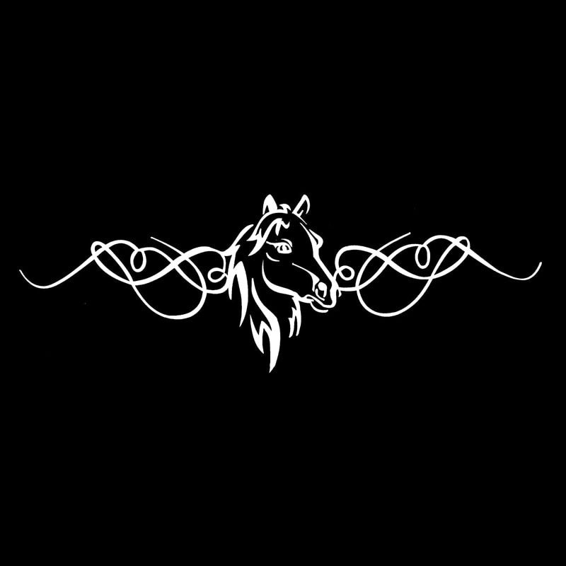 30*10.3CM Creative Horse Head With Scrolls Vinyl  Car Stickers Car Door Decal Black/Silver S1-2106