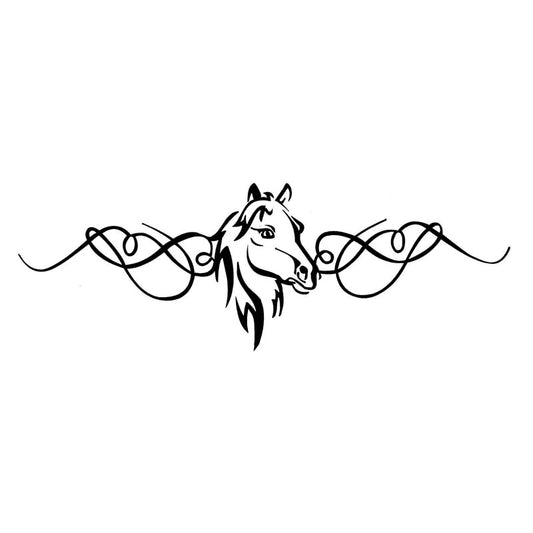 30*10.3CM Creative Horse Head With Scrolls Vinyl  Car Stickers Car Door Decal Black/Silver S1-2106