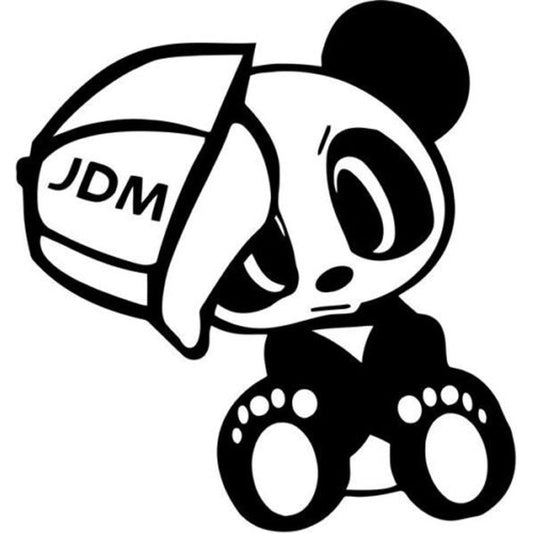 14.7CM*15.2CM Panda JDM Vinyl Cute Animals Decal Sticker And Motorcycle Decorating Stickers Black Sliver C8-0851