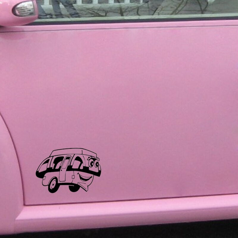 17.2CM*12CM Cartoon Fun Happy Camper Vinyl Car Window Sticker Decal Black/Silver Graphical C11-1320
