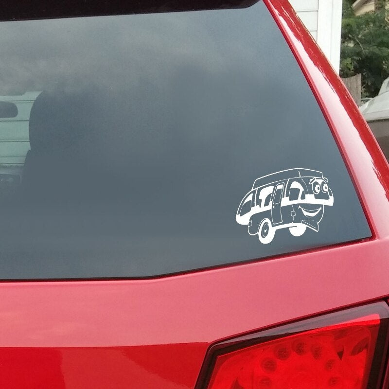 17.2CM*12CM Cartoon Fun Happy Camper Vinyl Car Window Sticker Decal Black/Silver Graphical C11-1320