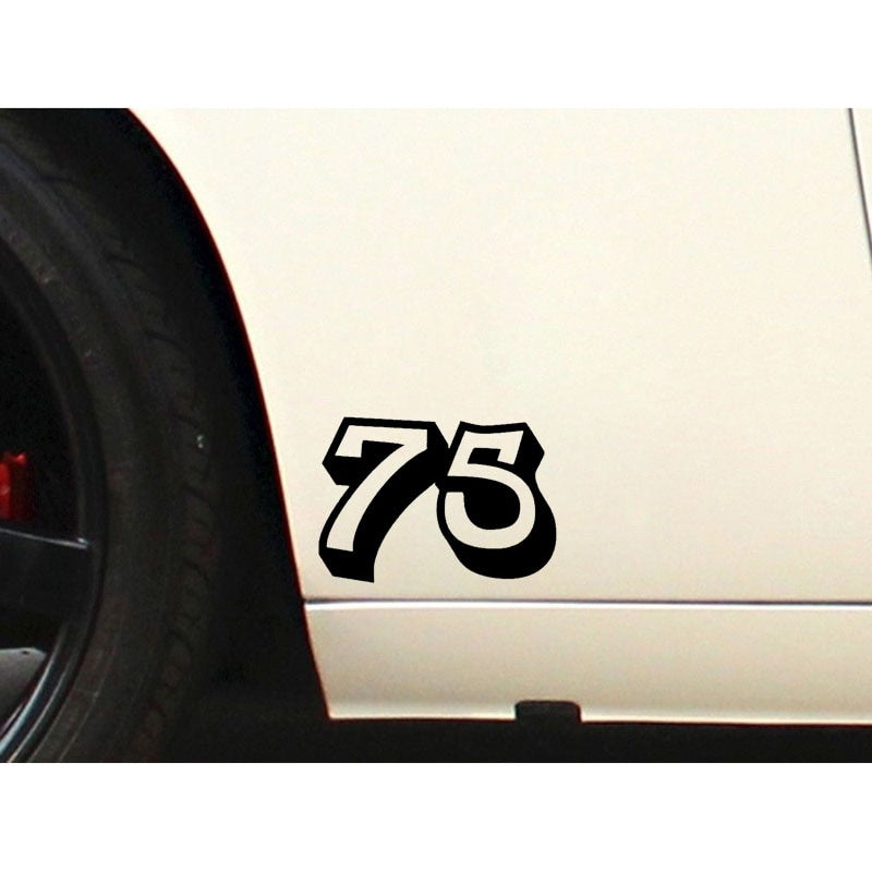 15CM*10.5CM Personality Number 75 Vinyl High-quality Car Sticker Decal Black/Silver Graphical C11-0808