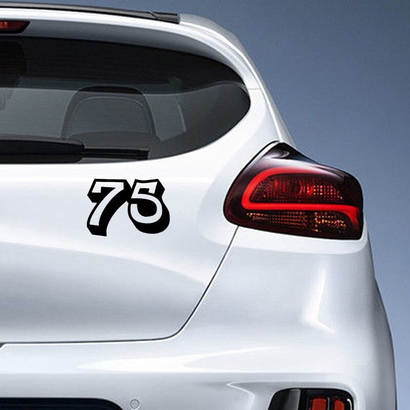 15CM*10.5CM Personality Number 75 Vinyl High-quality Car Sticker Decal Black/Silver Graphical C11-0808