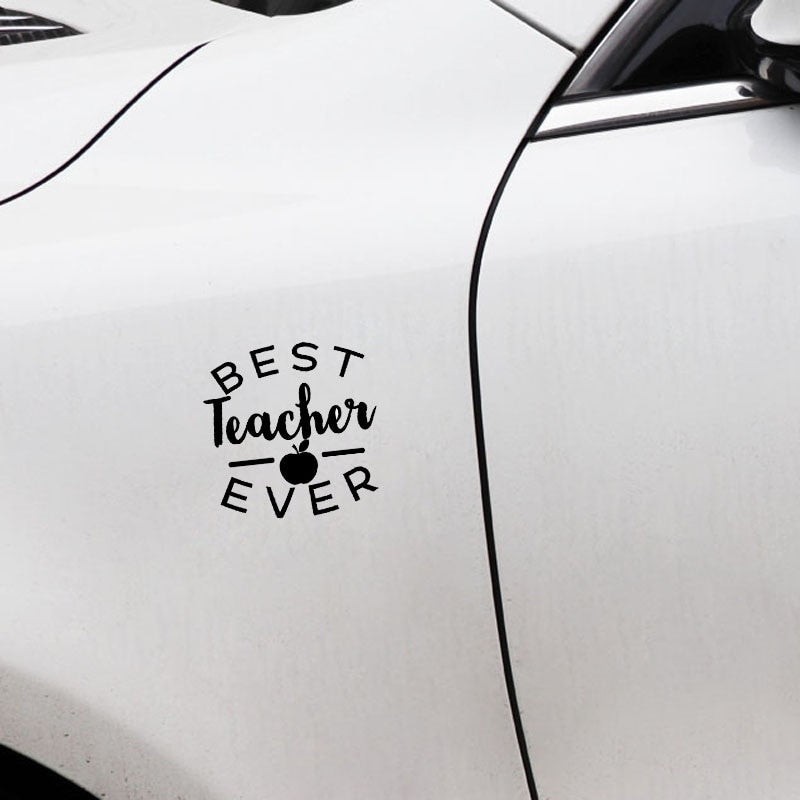 12.6CM*12.7CM Fun Best Teacher Ever Black Silver Vinyl Car Window Sticker Decal C11-2053