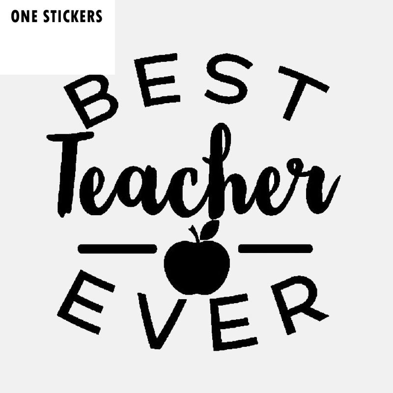 12.6CM*12.7CM Fun Best Teacher Ever Black Silver Vinyl Car Window Sticker Decal C11-2053