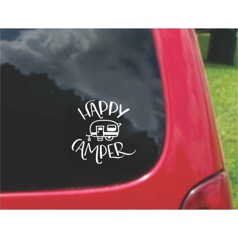 16CM*15.8CM Cartoon Happy Camper Vinyl Car Window Sticker Decal Black/Silver Waterproof C11-1321