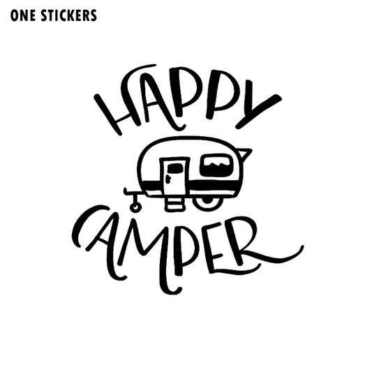 16CM*15.8CM Cartoon Happy Camper Vinyl Car Window Sticker Decal Black/Silver Waterproof C11-1321