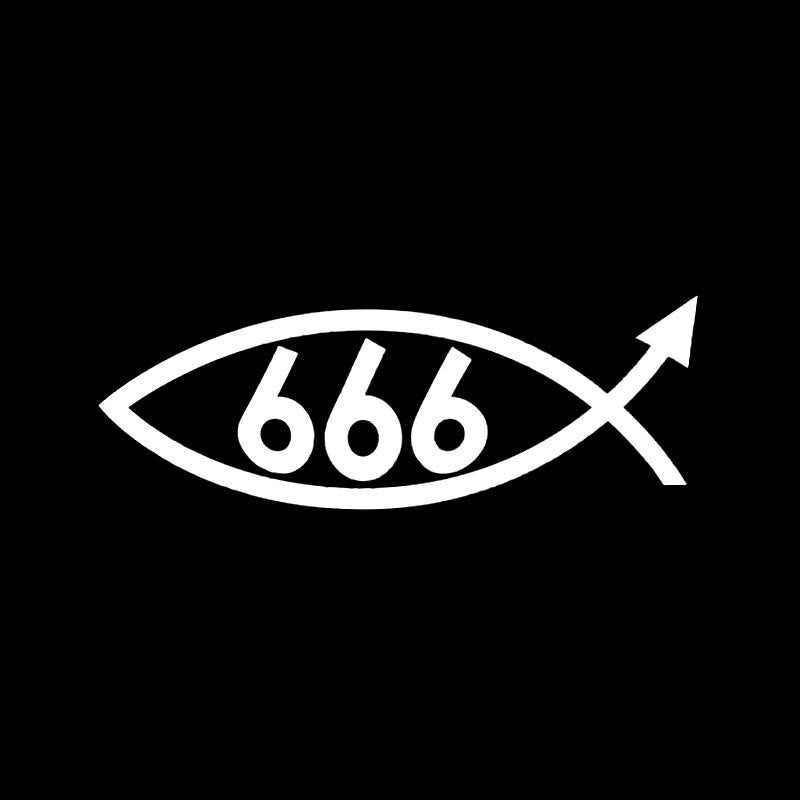 16.3CM*5.8CM Funny 666 Fish Creative Decal Car Sticker Black Silver Vinyl C11-1850