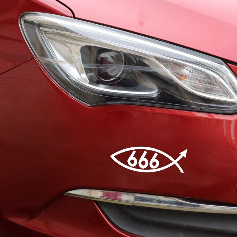 16.3CM*5.8CM Funny 666 Fish Creative Decal Car Sticker Black Silver Vinyl C11-1850