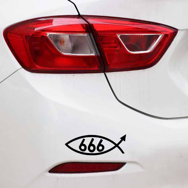 16.3CM*5.8CM Funny 666 Fish Creative Decal Car Sticker Black Silver Vinyl C11-1850