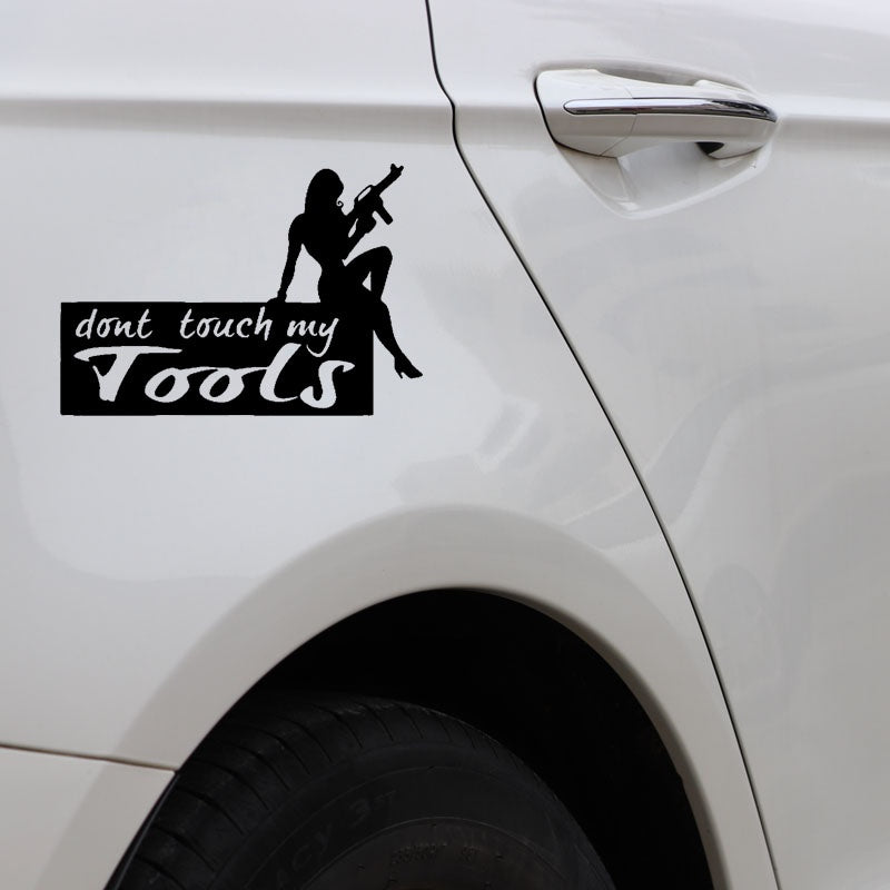 14.5CM*10CM Funny Dont Touch My Tools Vinyl Car-styling Decal Car Sticker Black Silver Graphical C11-1774