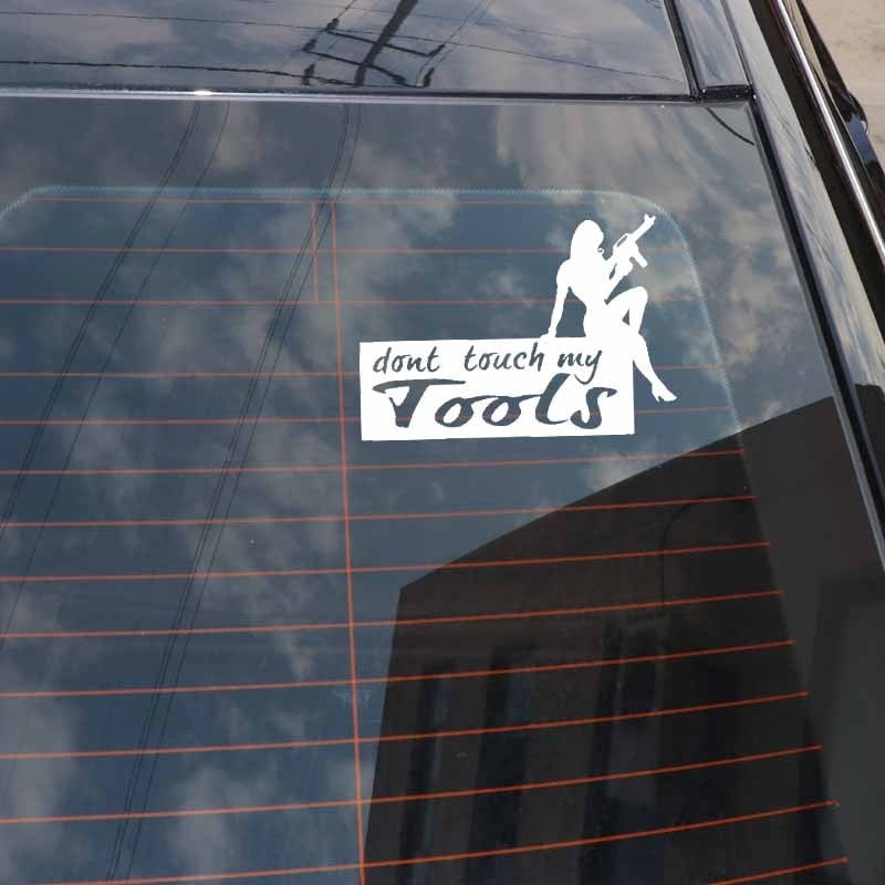 14.5CM*10CM Funny Dont Touch My Tools Vinyl Car-styling Decal Car Sticker Black Silver Graphical C11-1774