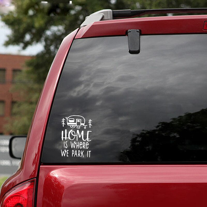 11.3CM*15.2CM Interesting Home Is Where We Park It Car Sticker Vinyl Decal Black/Silver C11-1355