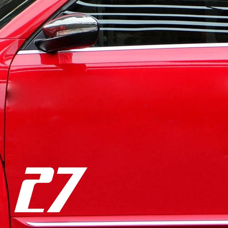 15CM*9.2CM Personality Number 27 Vinyl Car Sticker Motorcycle Decal Graphical Black/Silver C11-0755