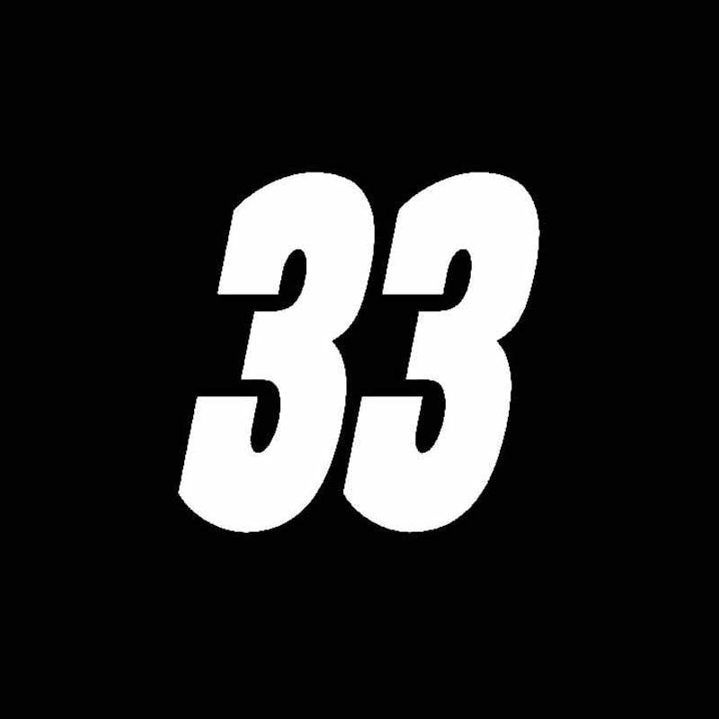 14CM*13.9CM lucky Number 33 Vinyl Car-styling Decor Decal Car Sticker Black Silver C11-0909