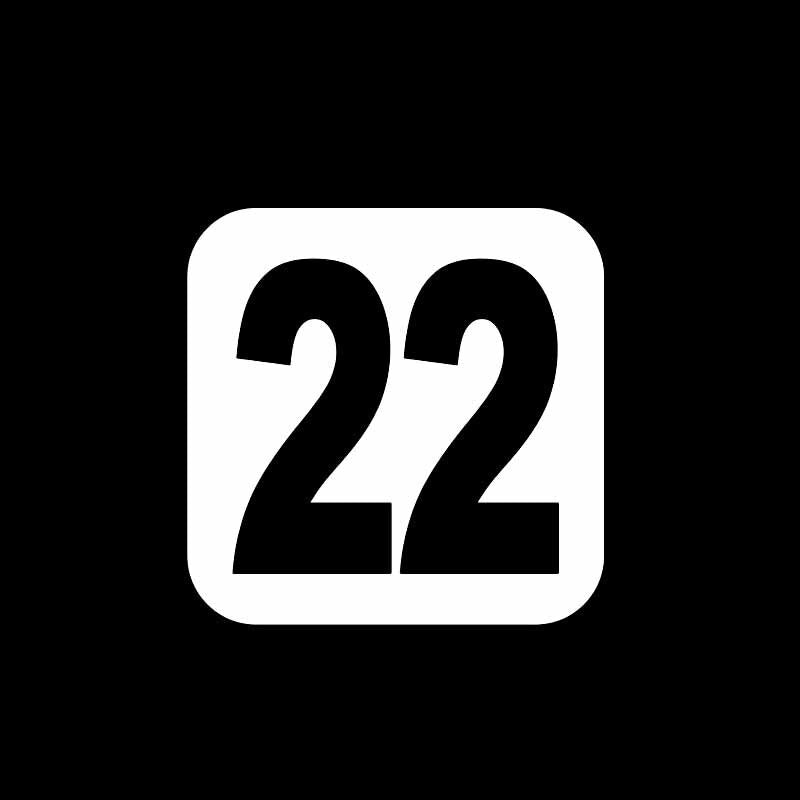 14CM*14CM Fashion Number 22 Vinyl Graphical Decor Decal Car Sticker Black/Silver Accessories C11-0921