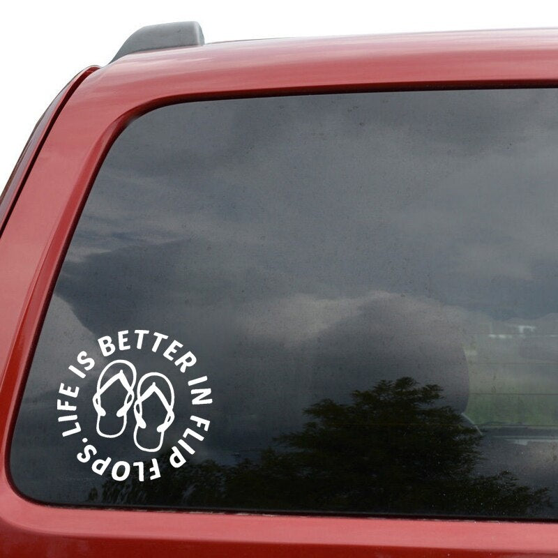 Hot 15.7CM*15.2CM Personality Life Is Better In Flip Flops Vinyl Motorcycle Car-styling Decal Car Sticker C11-1591